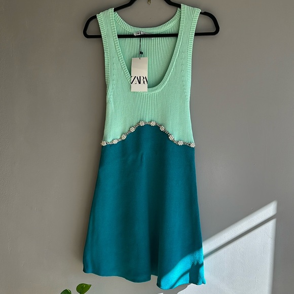 ZARA JEWEL APPLIQUÉ KNIT DRESS size M NWT - Picture 3 of 7